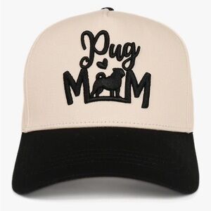 Pug Mom Two-Tone Beige and Black Dog Baseball Cap. New in original packaging.